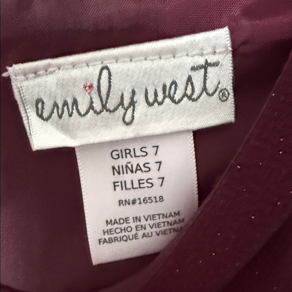 Emily West Burgundy Lace and Sparkle Kids Dress size 7 - NWOT - Picture 7 of 7